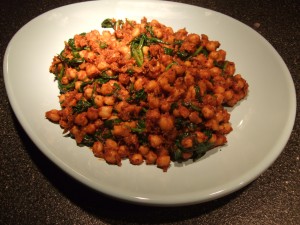 Nivik, hot spicy chick pea and spinach salad